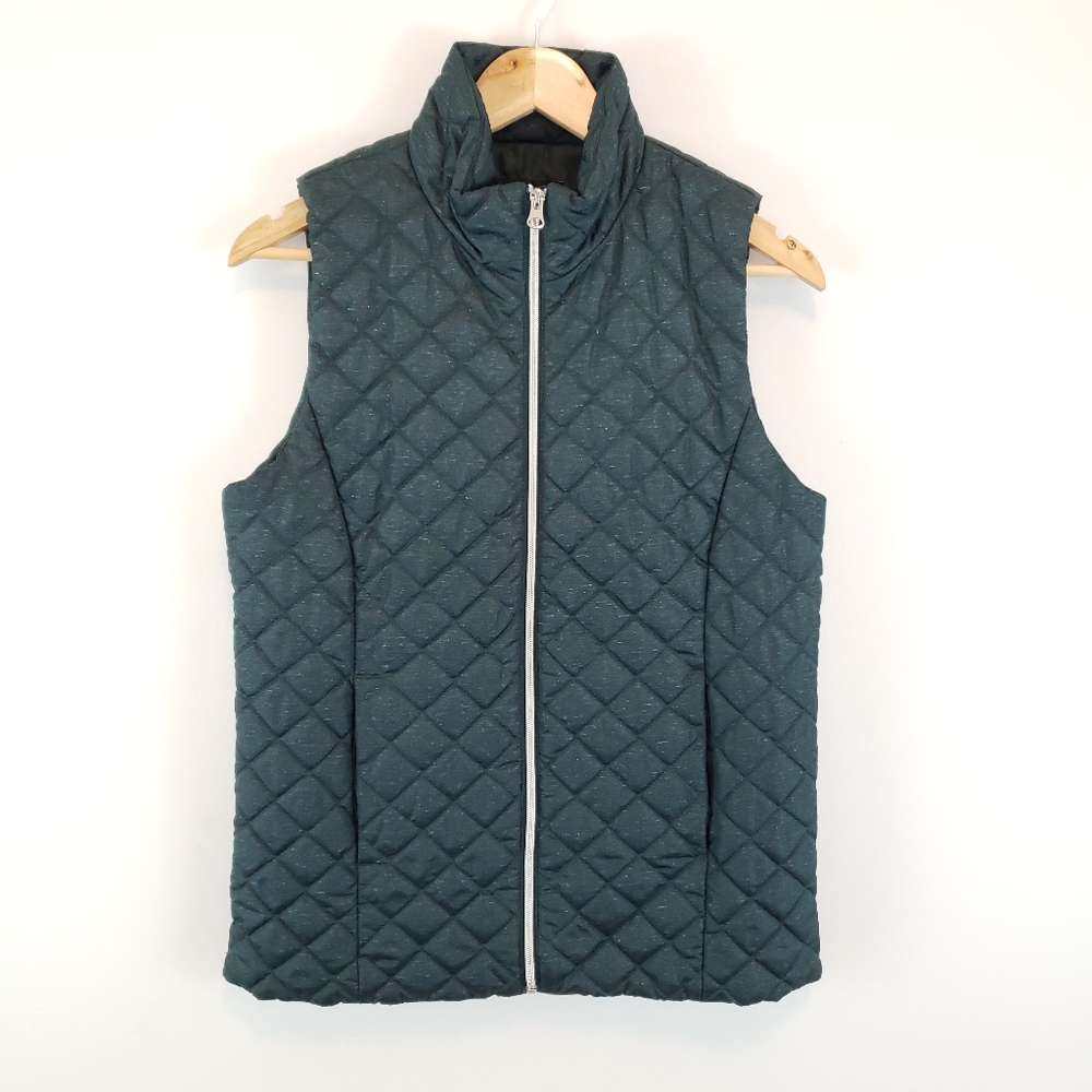 Banana Republic Women's Green Quilted Full Zip Vest